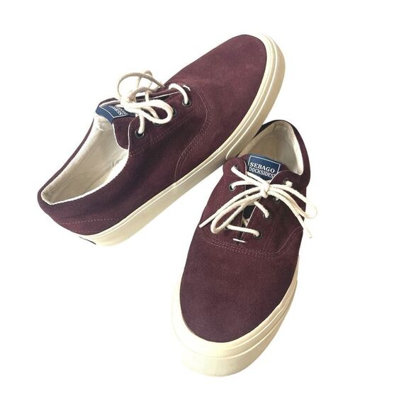 Sebago Docksides Shoes Burgundy Suede Lace Up Low Top Womens 8 M Comfort Sneaker - Picture 1 of 11